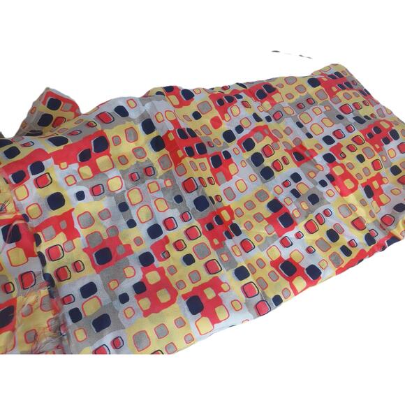 Unknown Other - Vintage Mod Acetate Fabric Multicolor Black Yellow Red